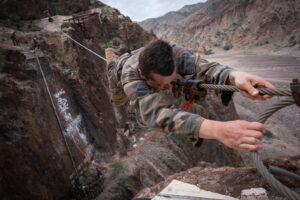 Djibouti, Djibouti, 2020-02-06. French military training into desert. Young officers learn how to survive and combat in 