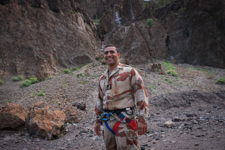 Djibouti, Djibouti, 2020-02-06. French military training into desert. Young officers learn how to survive and combat in 