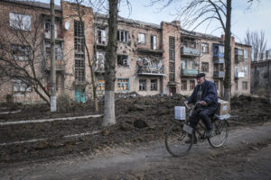 Ukraine, Tchassiv Yar, 2023-03-22. At few kilometers from the front line in Bakhmut, the city was almost destroy by the 