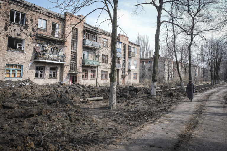 Ukraine, Tchassiv Yar, 2023-03-22. At few kilometers from the front line in Bakhmut, the city was almost destroy by the 