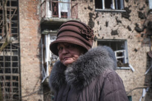 Ukraine, Tchassiv Yar, 2023-03-22. At few kilometers from the front line in Bakhmut, the city was almost destroy by the 
