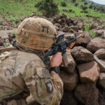Djibouti, Djibouti, 2020-02-06. US soldiers from national guard airborne training with french soldiers in Djibouti deser