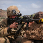 Djibouti, Djibouti, 2020-02-06. US soldiers from national guard airborne training with french soldiers in Djibouti deser