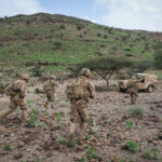Djibouti, Djibouti, 2020-02-06. US soldiers from national guard airborne training with french soldiers in Djibouti deser