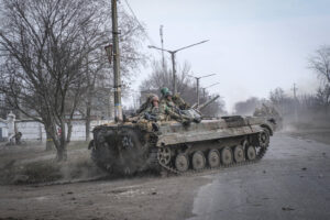 Ukraine, Tchassiv Yar, 2023-03-22. At few kilometers from the front line in Bakhmut, the city was almost destroy by the 