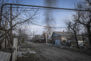 Ukraine, Tchassiv Yar, 2023-03-22. At few kilometers from the front line in Bakhmut, the city was almost destroy by the 
