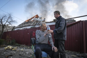 Ukraine, Tchassiv Yar, 2023-03-22. At few kilometers from the front line in Bakhmut, the city was almost destroy by the 
