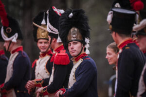 France, Guer, 2025-11-29. Officer cadets of the Saint-Cyr Coetquidan military academy re-enact the battle of Austerlitz 