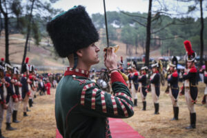 France, Guer, 2025-11-29. Officer cadets of the Saint-Cyr Coetquidan military academy re-enact the battle of Austerlitz 