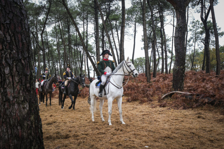 France, Guer, 2025-11-29. Officer cadets of the Saint-Cyr Coetquidan military academy re-enact the battle of Austerlitz 