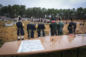 France, Guer, 2025-11-29. Officer cadets of the Saint-Cyr Coetquidan military academy re-enact the battle of Austerlitz 
