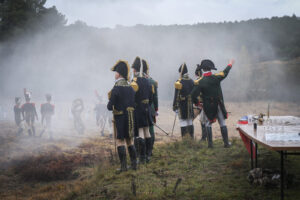 France, Guer, 2025-11-29. Officer cadets of the Saint-Cyr Coetquidan military academy re-enact the battle of Austerlitz 