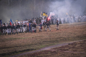 France, Guer, 2025-11-29. Officer cadets of the Saint-Cyr Coetquidan military academy re-enact the battle of Austerlitz 