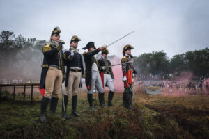 France, Guer, 2025-11-29. Officer cadets of the Saint-Cyr Coetquidan military academy re-enact the battle of Austerlitz 