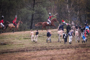 France, Guer, 2025-11-29. Officer cadets of the Saint-Cyr Coetquidan military academy re-enact the battle of Austerlitz 
