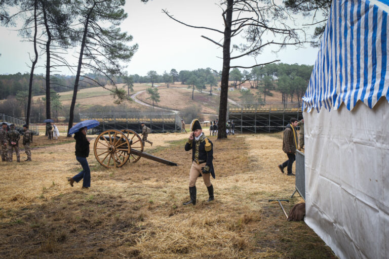 France, Guer, 2025-11-29. Officer cadets of the Saint-Cyr Coetquidan military academy re-enact the battle of Austerlitz 