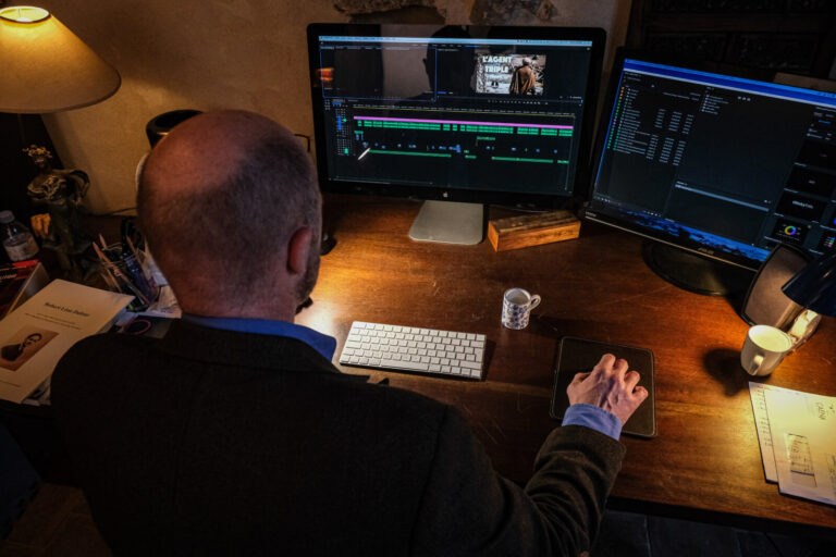 France, Cevennes, 2021-02-11. A former French intelligence service officer turned author and video maker, at home in the