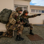 France, Toulouse, 2017-11-30. On operation Sentinelle, legionnaires of the 2nd Foreign Parachute Regiment patrol the str
