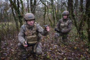 France, Caylus, 2023-12-13. A drone challenge run by the French parachute brigade at Caylus in December 2023, where para