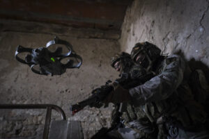 France, Caylus, 2023-12-13. A drone challenge run by the French parachute brigade at Caylus in December 2023, where para