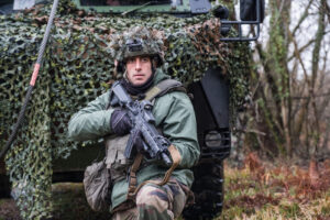 France, Ger, 2018-02-11. The BFM TV journalist Thomas Misrachi trains with the paratroopers of the French 11th parachute