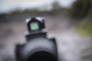 France, Bayonne, 2024-03-29. A former French special forces soldier turned instructor works through shooting positions a