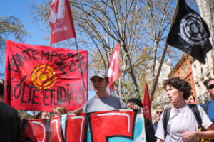 France, Toulouse, 2023-04-06. The demonstration against the pension reform of 6 April 2023 in Toulouse, from the union p