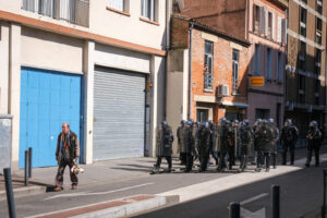 France, Toulouse, 2023-04-06. The demonstration against the pension reform of 6 April 2023 in Toulouse, from the union p