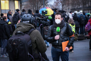 France, Paris, 2021-01-30. Journalists at work during the Paris demonstration of 30 January 2021 against the global secu