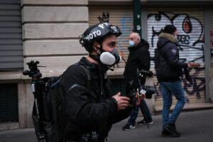 France, Paris, 2021-01-30. Journalists at work during the Paris demonstration of 30 January 2021 against the global secu