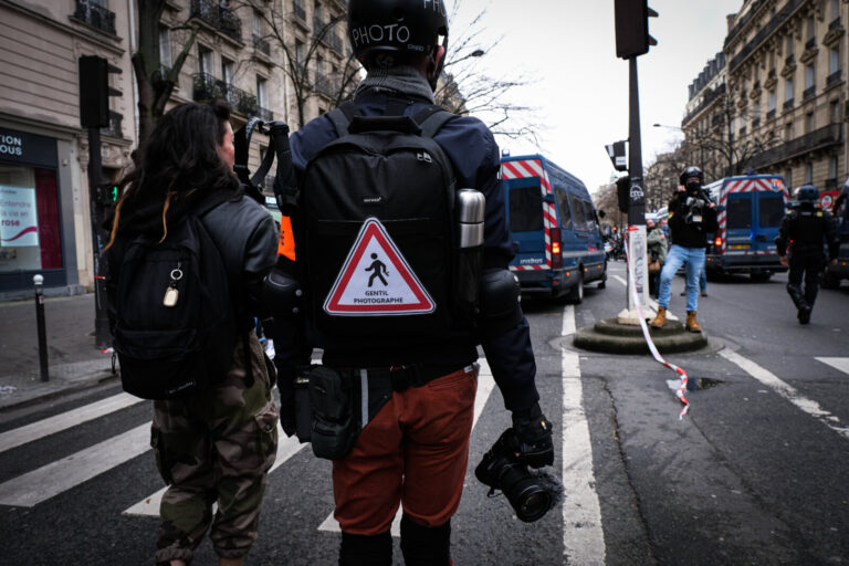 France, Paris, 2021-01-30. Journalists at work during the Paris demonstration of 30 January 2021 against the global secu