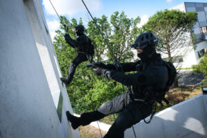France, Toulouse, 2021-07-09. Rope work training of the Toulouse branch of the RAID, the elite unit of the French nation