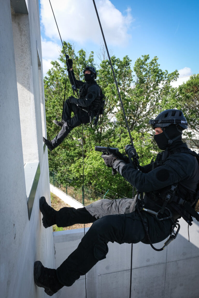 France, Toulouse, 2021-07-09. Rope work training of the Toulouse branch of the RAID, the elite unit of the French nation
