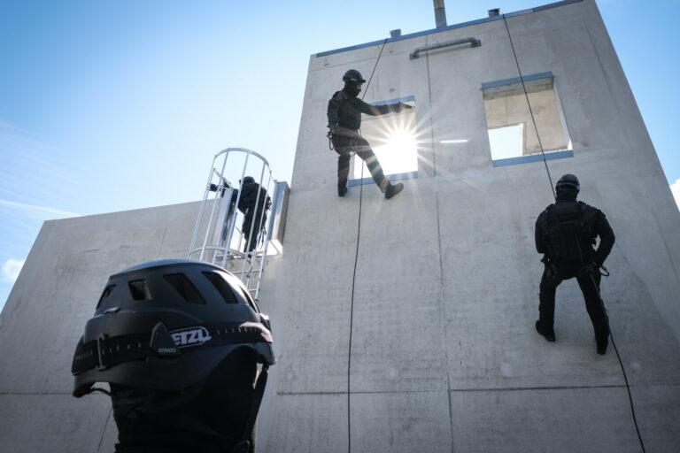 France, Toulouse, 2021-07-09. Rope work training of the Toulouse branch of the RAID, the elite unit of the French nation