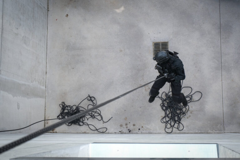 France, Toulouse, 2021-07-09. Rope work training of the Toulouse branch of the RAID, the elite unit of the French nation