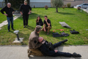France, Auterive, 2021-03-04. A course in first aid in hostile environments run by Claude Brunet, a former serviceman tu