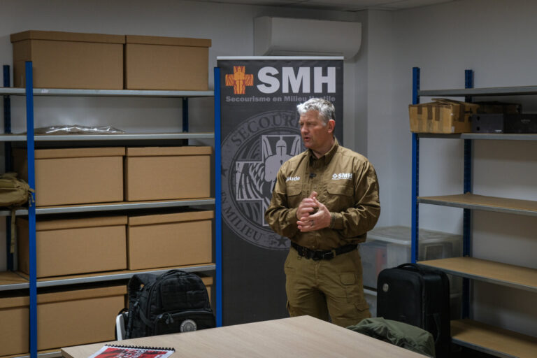 France, Auterive, 2021-03-03. A course in first aid in hostile environments run by Claude Brunet, a former serviceman tu