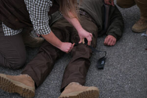 France, Auterive, 2021-03-03. A course in first aid in hostile environments run by Claude Brunet, a former serviceman tu