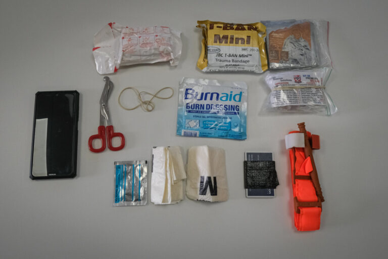 France, Auterive, 2021-03-04. A course in first aid in hostile environments run by Claude Brunet, a former serviceman tu