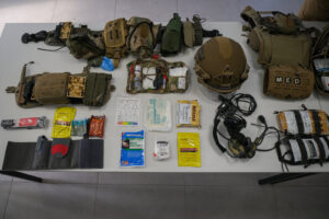 France, Auterive, 2021-03-04. A course in first aid in hostile environments run by Claude Brunet, a former serviceman tu