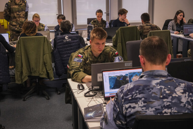 France, Toulouse, 2026-02-18. At the French space command in Toulouse, exercise SPARTEX 2026 trains allied officers to f