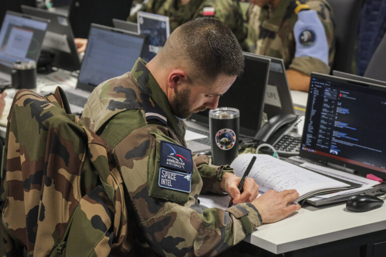 France, Toulouse, 2026-02-18. At the French space command in Toulouse, exercise SPARTEX 2026 trains allied officers to f