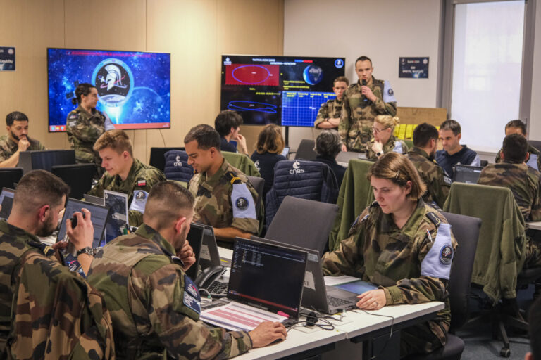 France, Toulouse, 2026-02-18. At the French space command in Toulouse, exercise SPARTEX 2026 trains allied officers to f