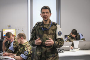 France, Toulouse, 2026-02-18. At the French space command in Toulouse, exercise SPARTEX 2026 trains allied officers to f