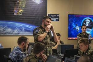 France, Toulouse, 2026-02-18. At the French space command in Toulouse, exercise SPARTEX 2026 trains allied officers to f