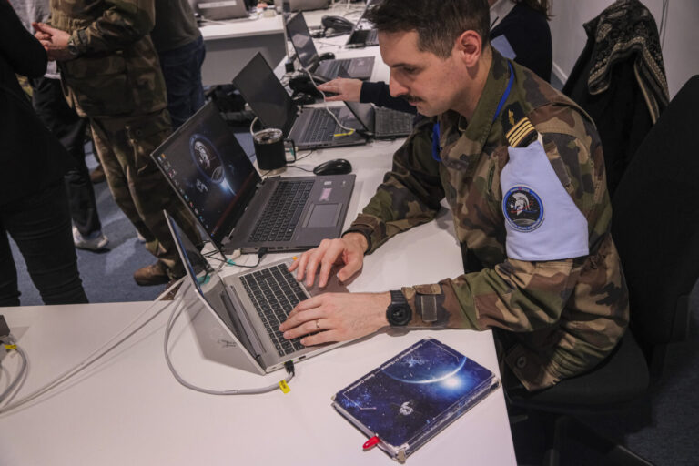France, Toulouse, 2026-02-18. At the French space command in Toulouse, exercise SPARTEX 2026 trains allied officers to f
