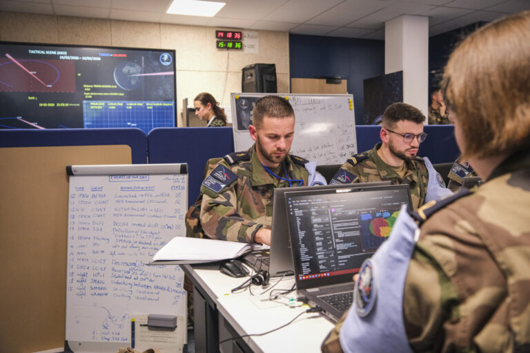 France, Toulouse, 2026-02-18. At the French space command in Toulouse, exercise SPARTEX 2026 trains allied officers to f