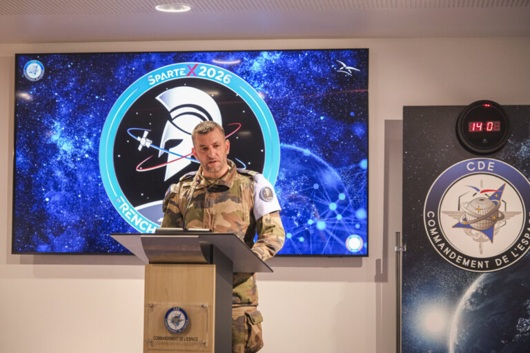 France, Toulouse, 2026-02-18. At the French space command in Toulouse, exercise SPARTEX 2026 trains allied officers to f
