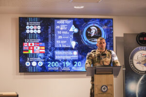 France, Toulouse, 2026-02-18. At the French space command in Toulouse, exercise SPARTEX 2026 trains allied officers to f