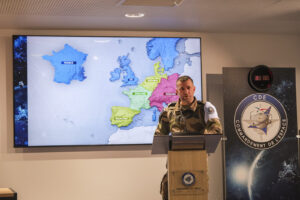 France, Toulouse, 2026-02-18. At the French space command in Toulouse, exercise SPARTEX 2026 trains allied officers to f